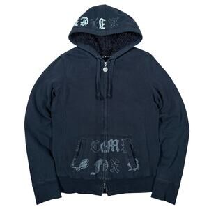 Y2K Fox Racing Sherpa Lined Hoodie Black Full Zip Motorcross Size Small